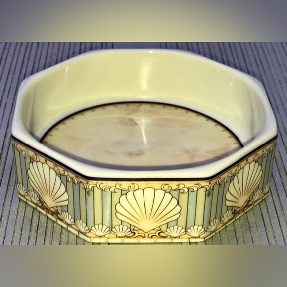 Vintage Andre Richard ST. TROPEZ Gold Trim White Ceramic Octagonal Trinket Dish - Picture 5 of 10